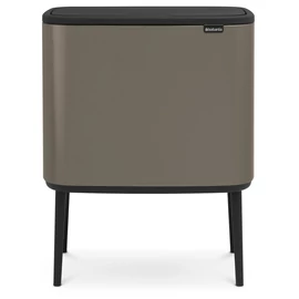 Brabantia Bo Touch Bin nyomófedeles szelektív hulladékgyűjtő, magasított, lábakon álló, műanyag tartály, 11+23L - X+J méret, acél, platinaszürke - 316142