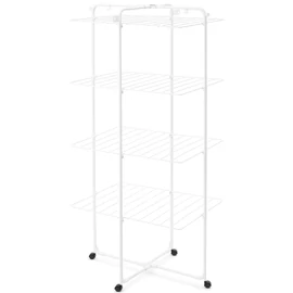 Brabantia HangOn Tower Drying Rack 4 szintes ruhaszárító torony kerekekkel, 30m szárítási hossz, 25kg teherbírás, összecsukható, acél, fehér - 322303