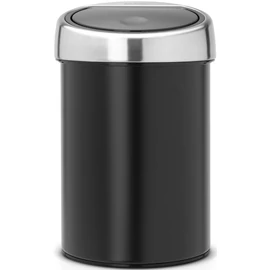Brabantia Touch Bin fali/álló nyomófedeles hulladékgyűjtő XXS, 3L - A méret, matt fekete acél test, r.m. acél selyem fedő - 364440