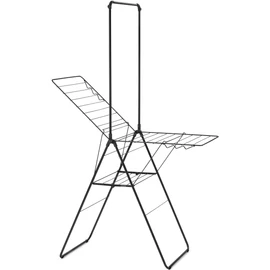 Brabantia HangOn Drying Rack ruhaszárító állvány, 20m szárítási hossz, felhajtható vállfa tartórúddal, 6db ruhaakasztó kampó, 12+10kg teherbírás, összecsukható, acél, matt fekete - 403620