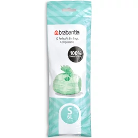 Brabantia PerfectFit Compostable komposztálható szemeteszsák, 100%-ban lebomló, keményítőből készült, S méret, 6L, 10 zsák/tekercs - 419683