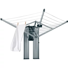 Brabantia Wallfix Dryer fali rögzítésű, összecsukható kültéri ruhaszárító, 24 méter szárítási felület - 4 kar, UV-álló szárítókötél, időjárásálló, zárható acél kabinettel, metál szürke - 475924