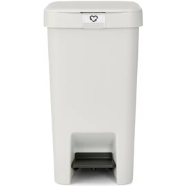 Brabantia StepUp pedálos kuka hulladéktípus jelölő ablakkal, lecsapódásgátló fedél, 16L - D méret, 91% újrahasznosított műanyag, világosszürke - 800221