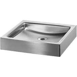 DELABIE UNITO pultra ültetett kézmosókagyló csapfurat nélkül, 395x350mm, 1,2mm r.m. acél selyem