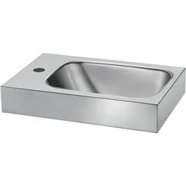 DELABIE LAVANDO WC keskeny r.m. acél fali kézmosó 35mm bal oldali csapfurattal, selyem, 450x300mm