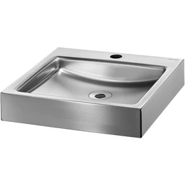 DELABIE UNITO fali kézmosókagyló 35mm-es középső csapfurattal, 395x400mm, 1,2mm r.m. acél selyem