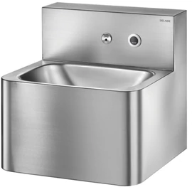 DELABIE TEK vandálbiztos fali kézmosó zárt testtel kevert vízre, infra csap 230V, rongálásbiztos kifolyófej, r.m. acél 1,2mm