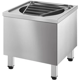 Álló kiöntő 150 mm mély medencével, ráccsal, állítható lábakkal, r.m. acél