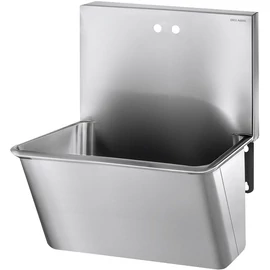 DELABIE sebészi bemosakodó vályú magas hátfallal, H-M vízre 1x2db 22mm csapfurattal, egy állásos 700mm, r.m. acél