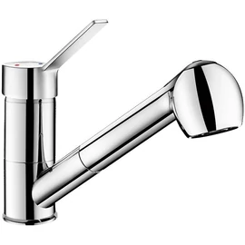 DELABIE SECURITHERM EP forrázásgátlós mosogató csaptelep nyomáskiegyenlítő keverő mechanizmussal, lengő kifolyóval, kihúzható fejjel, álló, 7 liter/perc