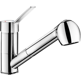 DELABIE álló mosogató csap és öblítő zuhany lengő kifolyóval, kihúzható fejjel, vízsugár, vagy zuhany mód, H=105mm, L=200mm, 7L/p