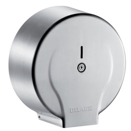DELABIE vandálbiztos JUMBO MAXI r. m. acél WC-papír tartó, 400 m-es tekercsekhez, selyem