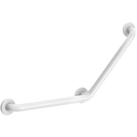 DELABIE 135°-ban hajlított kapaszkodó NylonClean fehér nylon bevonatú acél, D=32mm, 400x400 mm