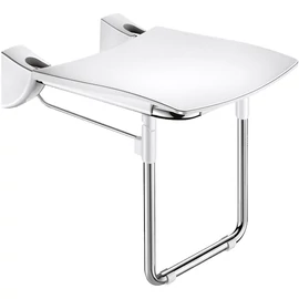 DELABIE Comfort ülőfelületű felhajtható zuhanyülőke lábbal, 420x506mm, UltraPolish fényes r.m. acél vázon