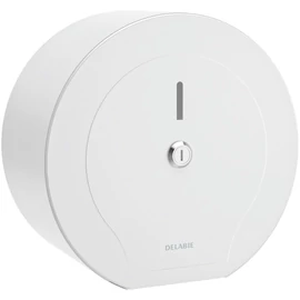 DELABIE ipari nagytekercses WC-papír adagoló 200m tekercsekhez, D=245mm, zárható, vandálbiztos r.m. acél ház, fehér