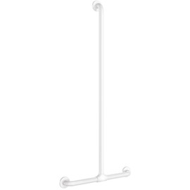 DELABIE NylonClean T-alakú kapaszkodó csúsztatható függőleges szárral, fehér nylon bevonatú acél D=32mm, 1150x500mm