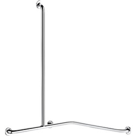 DELABIE zuhanykapaszkodó bal-közép szárral, ArN biztonsági hegesztésű UltraPolish fényes r.m. acél cső D=32mm, 1150x750x750mm