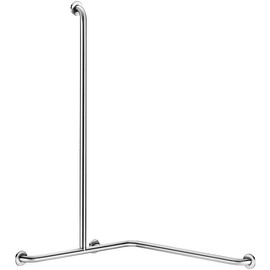 DELABIE zuhanykapaszkodó bal-közép szárral, ArN biztonsági hegesztésű UltraSatin selyem r.m. acél cső D=32mm, 1150x750x750mm