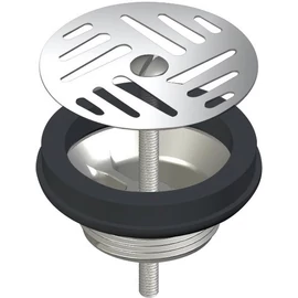 DELABIE mosdó és piszoár fix leeresztő szelep D=63mm perforált tárcsával, rozsdamentes acél, max. 50mm-ig, 5/4"