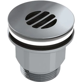 DELABIE HYGIÉNA rácsos fix leeresztő szelep túlfolyó nélküli r.m. acél mosdókhoz, H=50mm, konkáv, csavar nélkül, 1-2mm, 5/4"