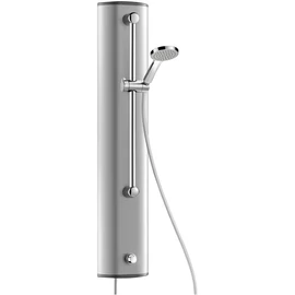 DELABIE zuhanyfal kézi zuhannyal, nyomógombos, kevert vízre, alumínium, felső bekötés