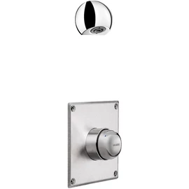 DELABIE TEMPOMIX beépített zuhanycsap fejbenkeverős nyomógombbal ROUND zuhanyfejjel, négyzetes r.m. előlappal