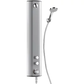 DELABIE SECURITHERM forrázásgátlós dual tekerőfejes zuhanyfal fix fejjel, kézi zuhannyal H-M vízre, alumínium, hátsó bekötés
