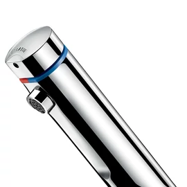 DELABIE TEMPOMIX 3 álló, nyomógombos, fejbenkeverős időzített mosdó csap H-M vízre, elzárócsapokkal