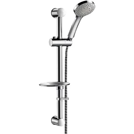 DELABIE 5 Jets kézizuhany D=100mm, zuhanytartó rúd H=580mm/D=25mm, csúsztatható zuhanyrózsa tartó, szappantartó, rögzíthető gégecső L=1,5m