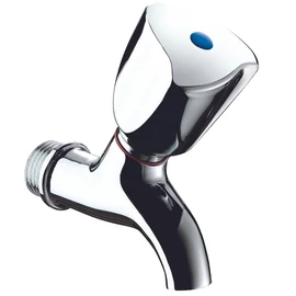 DELABIE fali csapoló tekerőfejjel kiöntőhöz fix kifolyóval, hosszú élettartamú szeleppel, sárgaréz test, M3/8" vagy M1/2", L=80mm