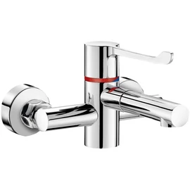 DELABIE SECURITHERM fali termosztatikus mosdócsap szekvenciális karral H-M vízre, 2db r.m. acél BIOCLIP kifolyó