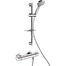 DELABIE SECURITHERM Securitouch falon kívüli forrázásgátlós zuhanyszett, szappantartós rúd, 9L/p zuhany