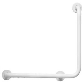 Derékszögű mozgássérült kapaszkodó 600*600 mm, 90°-ban hajlított, fehér acél