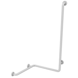 Kétszer 90°-ban hajlított sarokkapaszkodó, fehér, takarógyűrűvel, jobbos