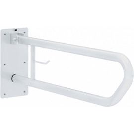 Felhajtható kapaszkodó WC-papír tartóval, fali, acél, fehér, D=32mm, L=600mm