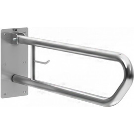 Felhajtható kapaszkodó WC-papír tartóval, fali, r.m. acél, fényes, D=32mm, L=600mm