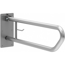 Felhajtható kapaszkodó WC-papír tartóval, fali, r.m. acél, selyem, D=32mm, L=600mm