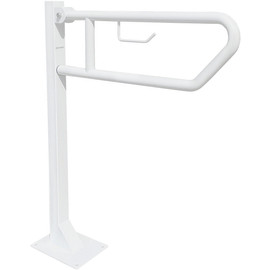 Állványos felhajtható kapaszkodó WC-papír tartóval, acél, fehér, D=32mm, L=700mm