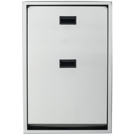 Vandálbiztos beépített lehajtható pelenkázó rozsdamentes acél testtel, ABS belsővel, függőleges, selyem