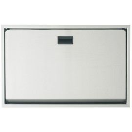 Vandálbiztos fali lehajtható pelenkázó rozsdamentes acél testtel, ABS belsővel, vízszintes, selyem