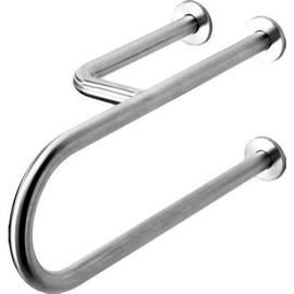 Fix U alakú kapaszkodó, jobb oldali megerősítéssel, szemből nézve a WC bal oldalára kerül, rozsdamentes acél, fényes, takarótárcsával, 600 mm
