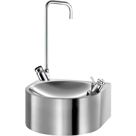 Pohártöltős fali ivókút DELABIE nyomógombos bekapásgátlós szeleppel, 1,2mm r.m. acél, selyem