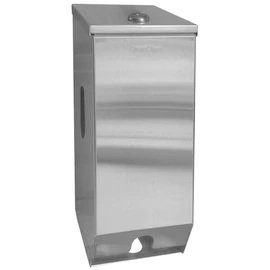 Kistekercses WC-papír adagoló 2 tekercshez, függőleges, szögletes, felülről tölthető, zárható, r.m. acél, selyem