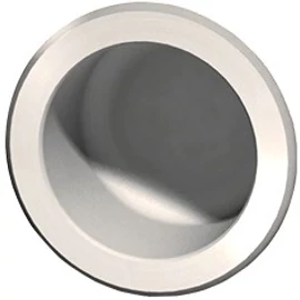 Vandálbiztos, beépített kistekercses WC-papír tartó szervizfolyosós szereléshez, kerek peremmel, r.m. acél