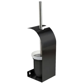 Falra szerelhető WC-kefe tartó, r.m. acél, fekete, INOX