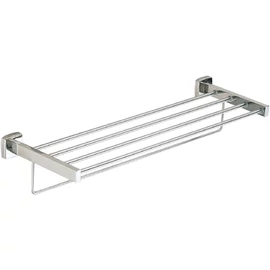 Rácsos törölközőtartó alsó akasztórúddal, 457 mm széles, 210 mm mély, rozsdamentes acél, selyem matt felület, INOX