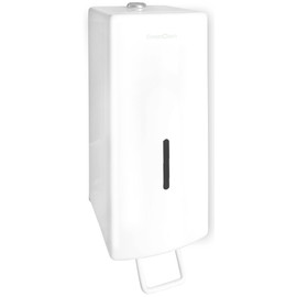 Folyékony szappanadagoló alsó nyomó karral, szintjelzővel, tartályos, zárható, acél, fehér, 1L