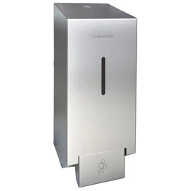 Vandálbiztos nyomógombos habszappan adagoló, zárható, műanyag tartály, r.m. acél, Silk Touch ujjlenyomatmentes, 1L