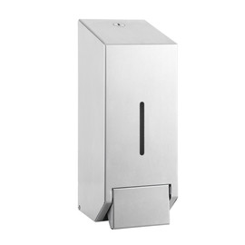 Vandálbiztos folyékony szappan adagoló, zárható, szögletes, tartályos, r.m. acél, Silk Touch ujjlenyomatmentes, 1L