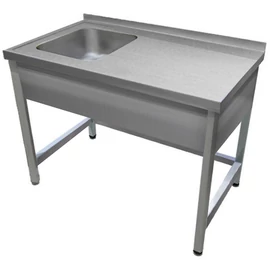 1000mm 1 medencés nagykonyhai mosogató jobb oldali csepegtetővel, 500x400x250mm medencével, lábra állítva, takaróköpennyel, r.m. acél